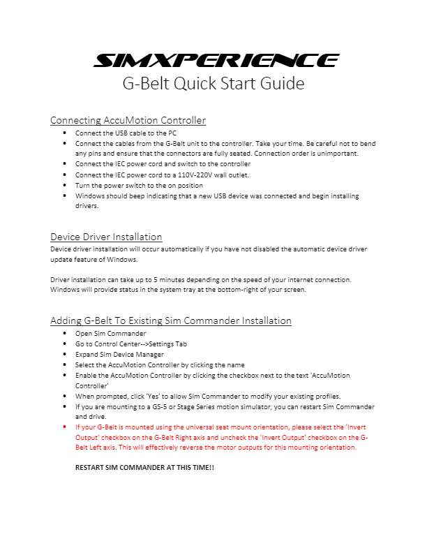 G-Belt Quick Start Guide