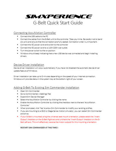 G-Belt Quick Start Guide
